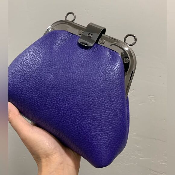Premium Pebble Cowhide Handmade Unique Rivet Frame Handbag, with 2 Chain Styles - Picture 14 of 16